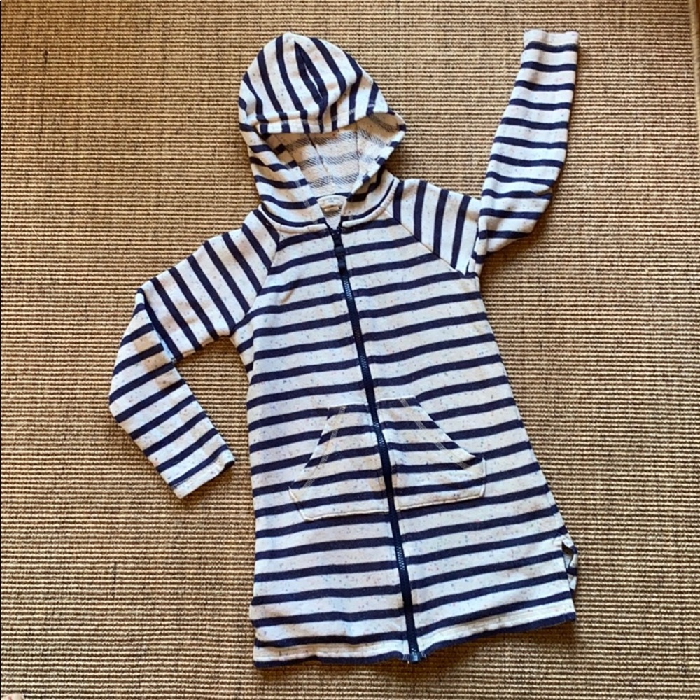 Lands End terrycloth navy striped pool cover-up